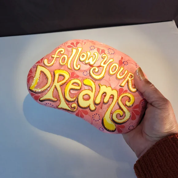 Hand Painted Rock Follow Your Dreams - Picture 8 of 9